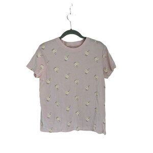 PRIMARK Tee "I Love You A Latte" Pink Crewneck Cotton T-Shirt Size Small